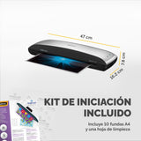Fellowes Spectra A3 - Plastificadora de documentos, 80-125 micras, para uso ocasional, libre de atascos, color negro y plateado, 10 fundas de plastificar gratis