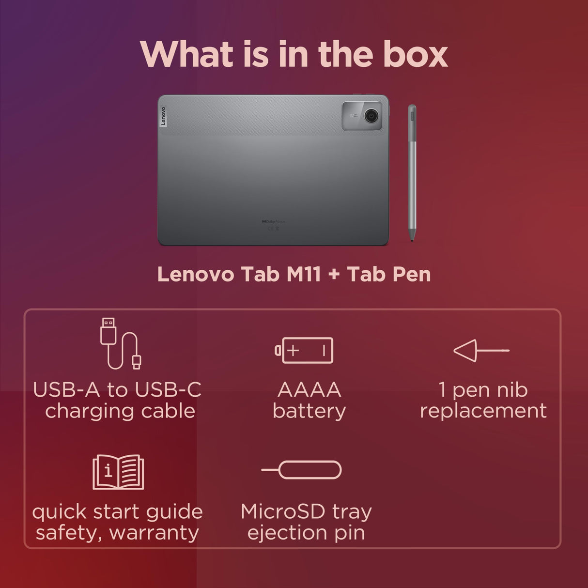 Lenovo Tablet Tab M11, Pantalla táctil de 11 Pulgadas, MediaTek G88, 4 GB de RAM, 128 GB eMMC 5.1, Android 13, Gris, Incluye Pen