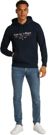 Tommy Hilfiger Sudadera Hombre Center Stack con Logotipo, Azul (Desert Sky 654 920), XS