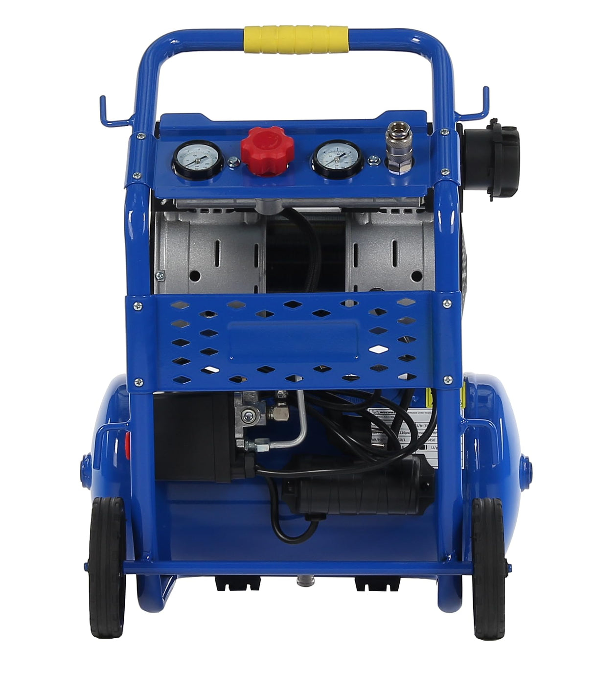 MICHELIN CA-MX10-1 - Compresor Silencioso 10LT 1HP - 59 dB - Capacidad 10 L - Motor de 1 HP - Presión Máx 8 Bar - Caudal 130 l/min - Sin Aceite - Portátil - Carro Ergonómico