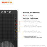 HP Ordenador sobremesa Gaming OMEN 16L (Procesador Intel Core Ultra 5 225F, 32GB RAM, 1TB SSD, Nvidia GeForce RTX 5060 8GB, Freedos) Blanco