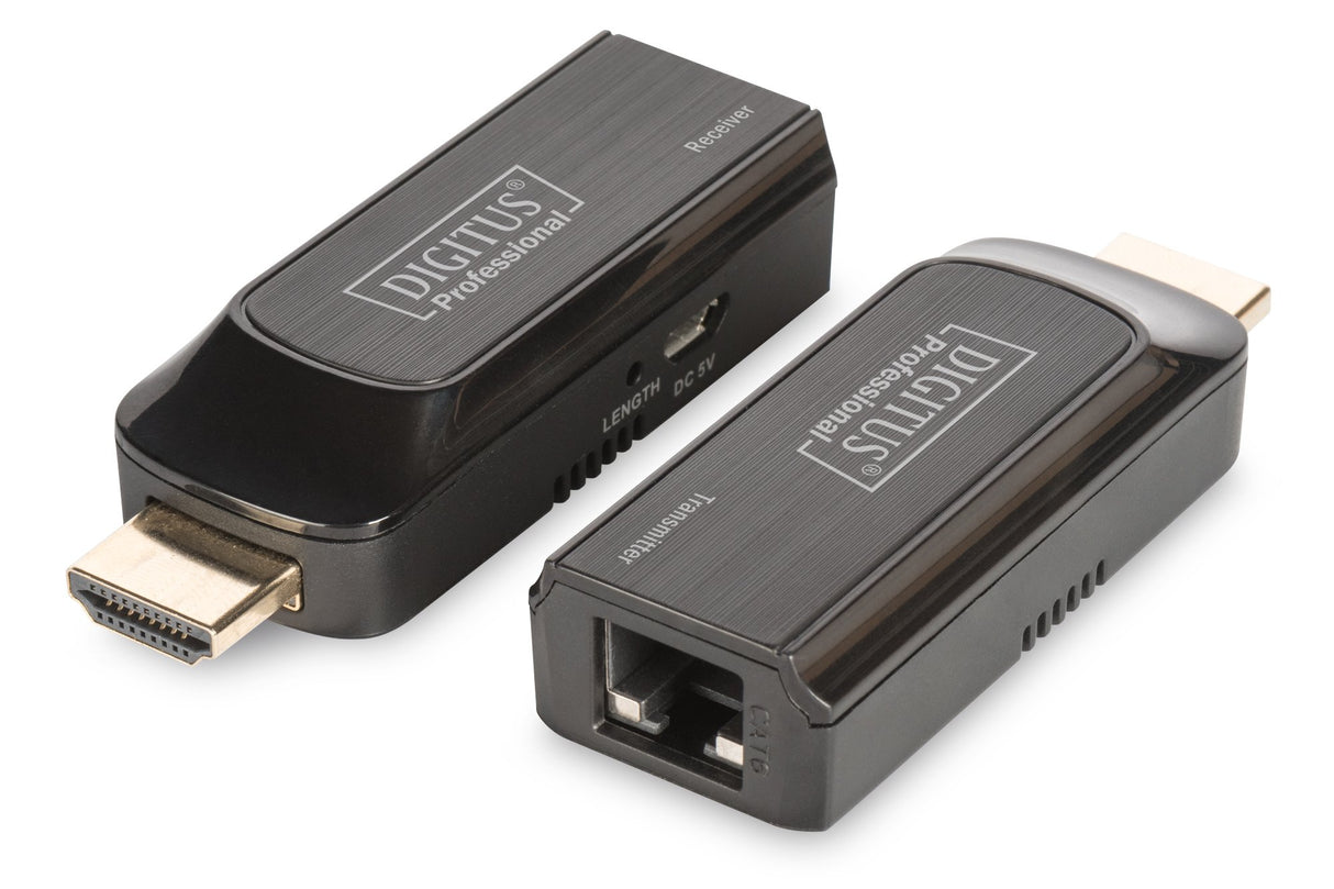 DIGITUS DS-55203 Extensor HDMI - Full HD 1080p 60 Hz - 50 m mediante cable LAN - Set: Transmisor y Receptor - HDCP 1.2a, Audio LPCM