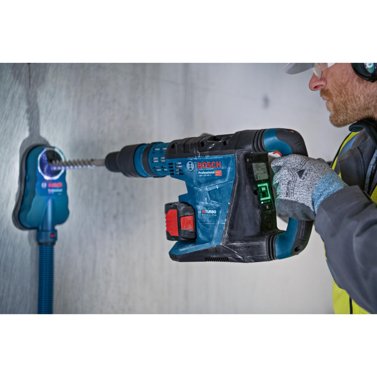 Bosch Professional BITURBO GBH 18V-40 C - Martillo perforador a batería (18V, 9,0 J, Ø máx. hormigón 40 mm, SDS max, sin batería, en XL-BOXX)