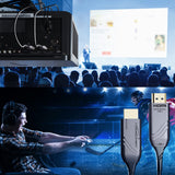 KabelDirekt – 8K HDMI 2.1 cable óptico, certificado con 0% de pérdida de señal – 15m (Ultra High Speed, 48G, 8K@60Hz, con licencia oficial, cable de fibra óptica flexible, gris/negro)