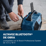 Bosch Professional 18V/12V System altavoz Bluetooth a batería GPB 18V-6 C (Bluetooth, USB, Multi-Speaker Sound, sin batería/cargador)