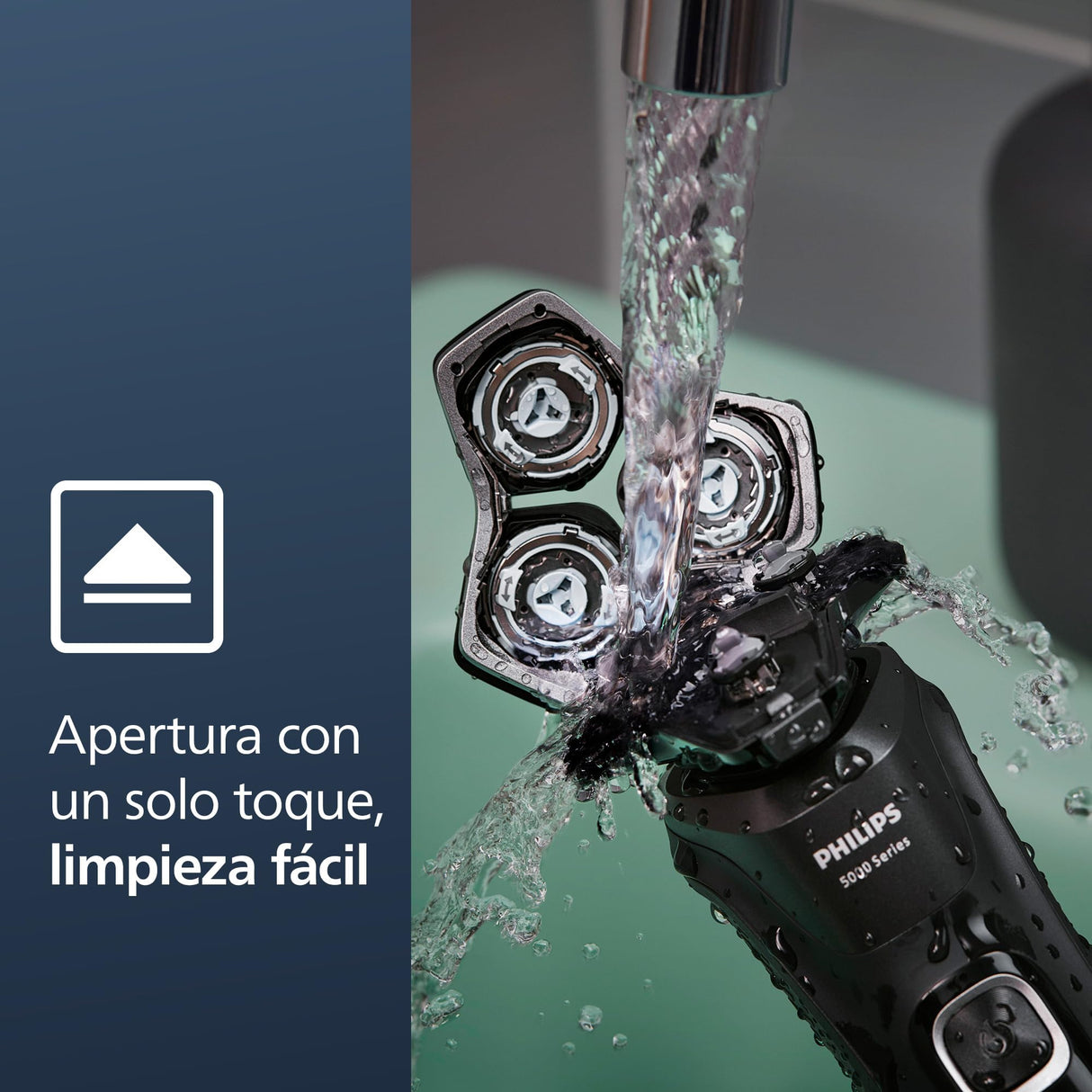 Philips Serie 5000 Afeitadora Eléctrica Hombre, Máquina de Afeitar Barba con Recortadora, 45 cuchillas, Cuida la piel, 60min de uso, En Seco y Húmedo, Recargable, Centro de Limpieza, S5898/50, Negro
