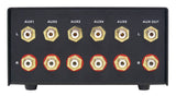 Dynavox AUX-S, Interruptor de expansión de Entrada en Carcasa de Metal con 5 entradas RCA, para amplificadores estéreo y Surround, Color Negro