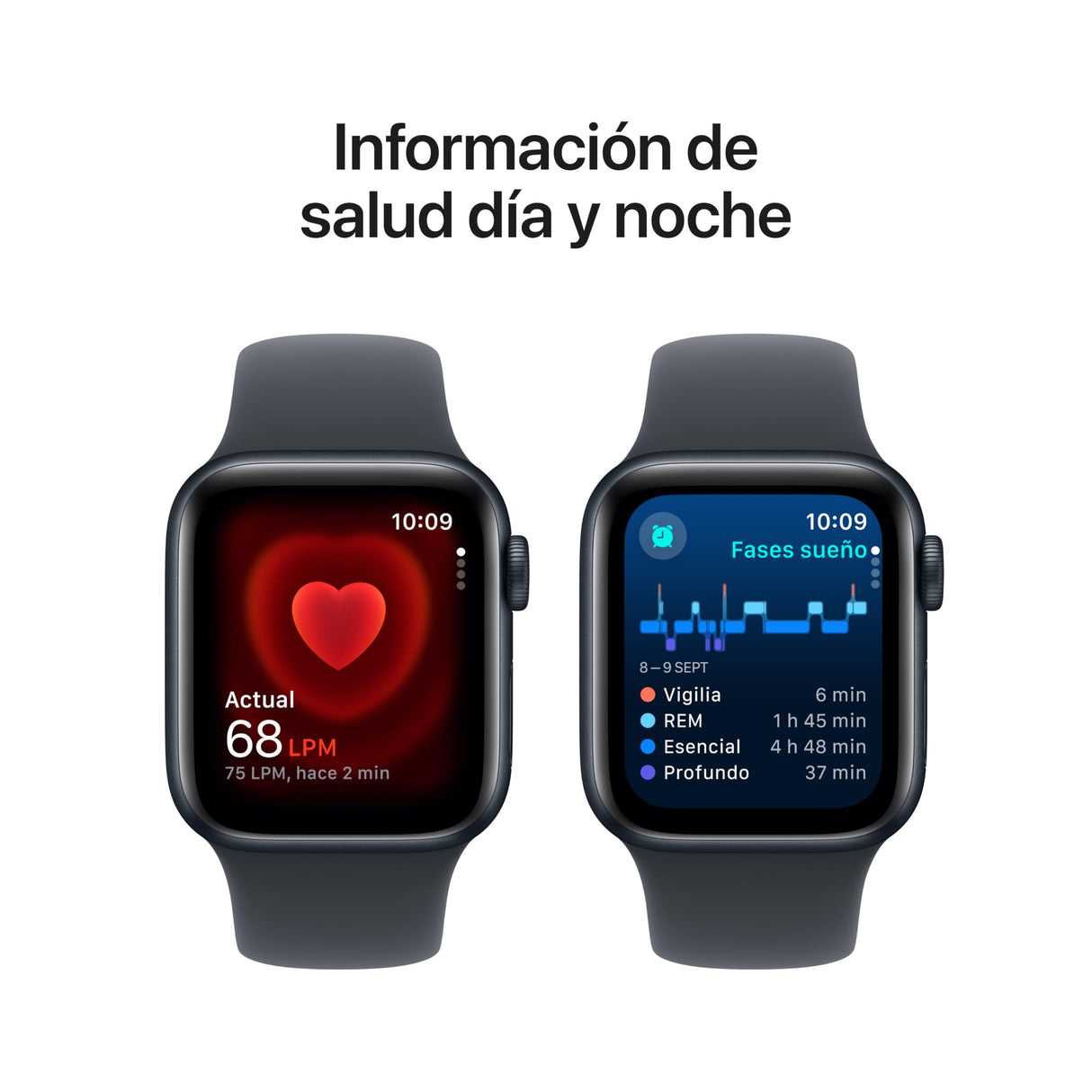 Apple Watch SE de 2.ª generación GPS + Cellular Smartwatch con Caja de Aluminio en Medianoche de 40 mm y Correa Deportiva Medianoche - Talla M/L. Monitores de entreno y sueño y Resistencia al Agua