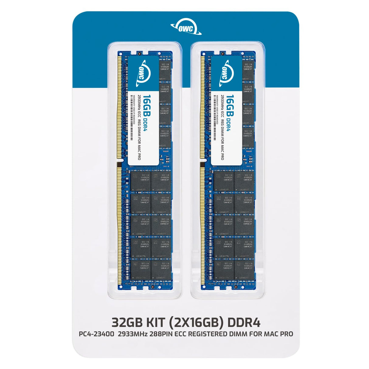 OWC - 32GB OWC Kit de actualización de Memoria - 2 x 16GB PC23400 DDR4 ECC-R 2933MHz RDIMMs para Mac Pro 2019
