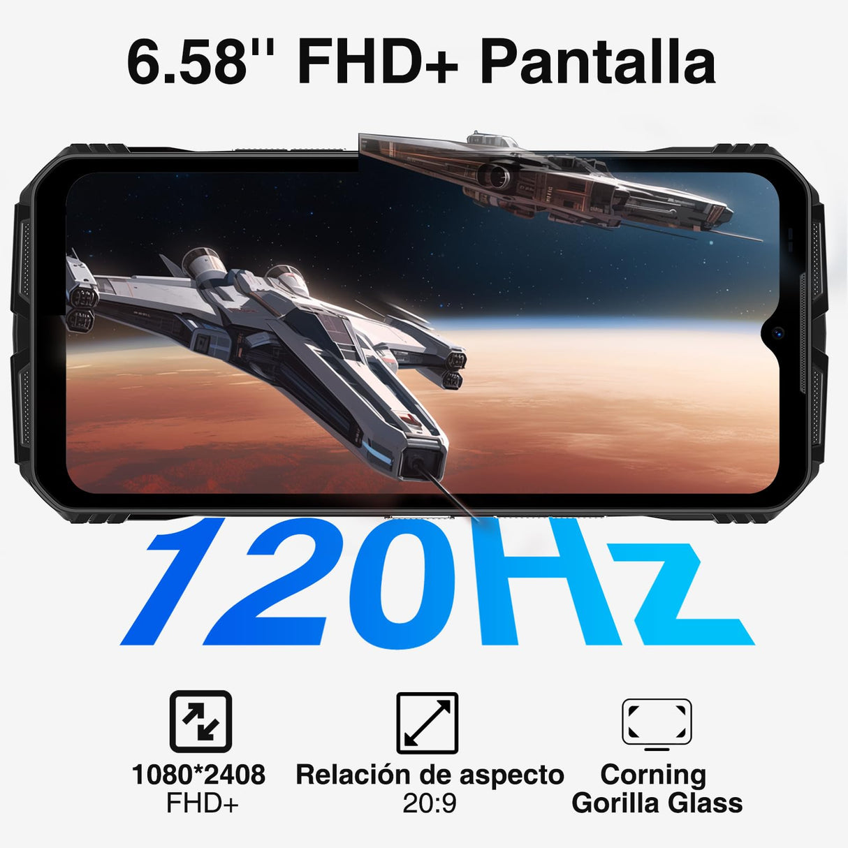 DOOGEE VMAX Plus Movil Irrompible 5G, 36GB RAM+512GB ROM, 22000mAh 33W, Cámara 200MP+Visión Nocturna, 6.58" FHD+120Hz, Dimensity 7050 Móvil Resistente Android 14 Smartphone IP68IP69K/NFC/WiFi6/Huella