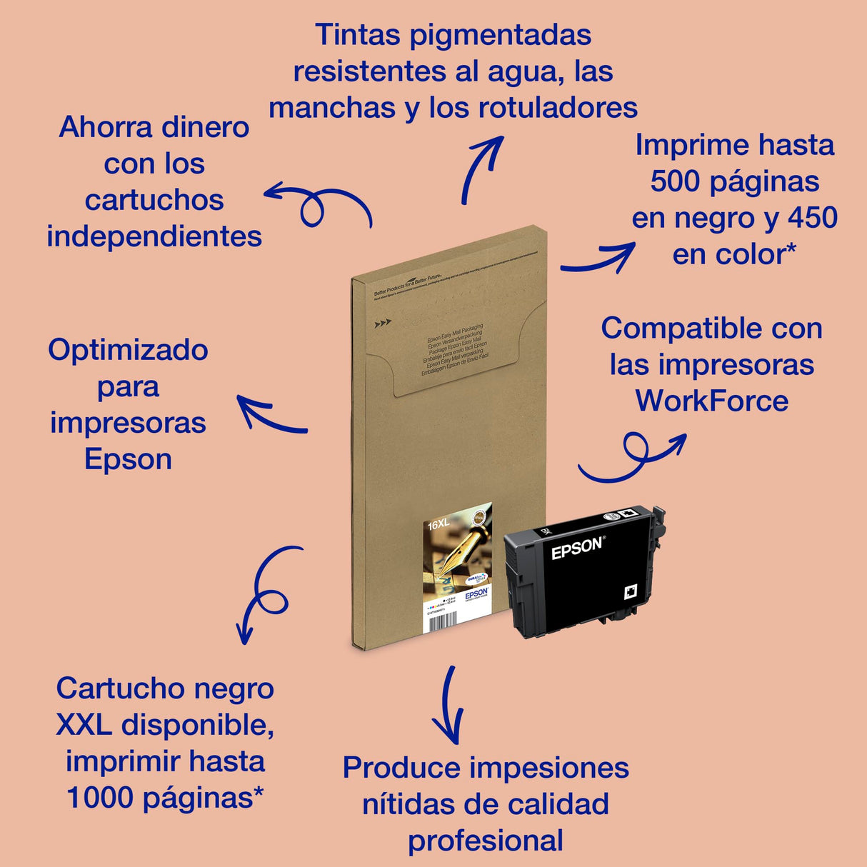 Epson C13T16364511 - Pack de 4 Cartuchos de Tinta, Multi-Pack (Negro, Amarillo, Magenta, Cian)