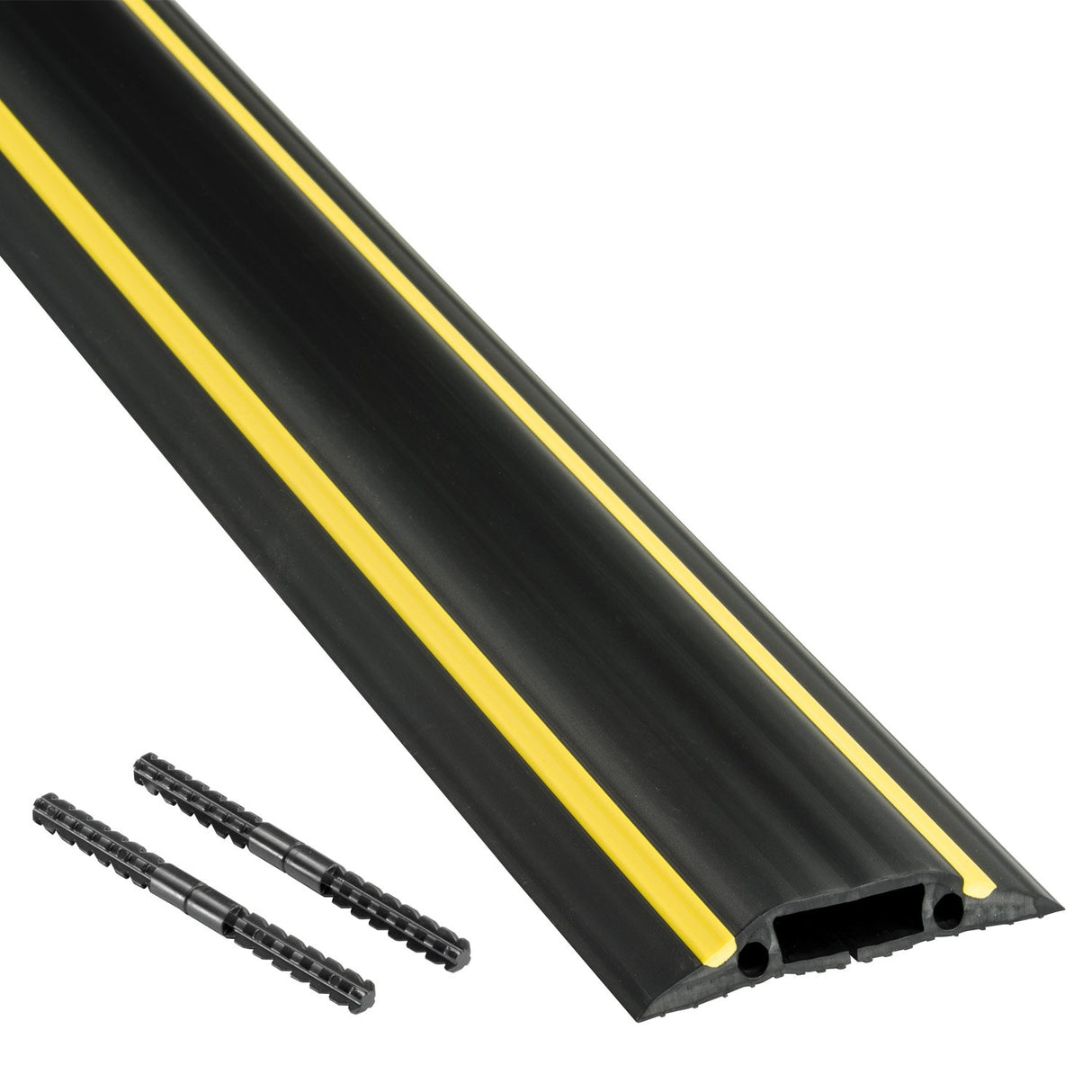 D-Line FC83B/9M, Canaleta de suelo para cables, Pasacables para suelo, Oculta cables y previene accidentes - Cavidad para cables = 30mm (anch.) x 10mm (alt.) - 9-metro longitud - Negro y Amarillo
