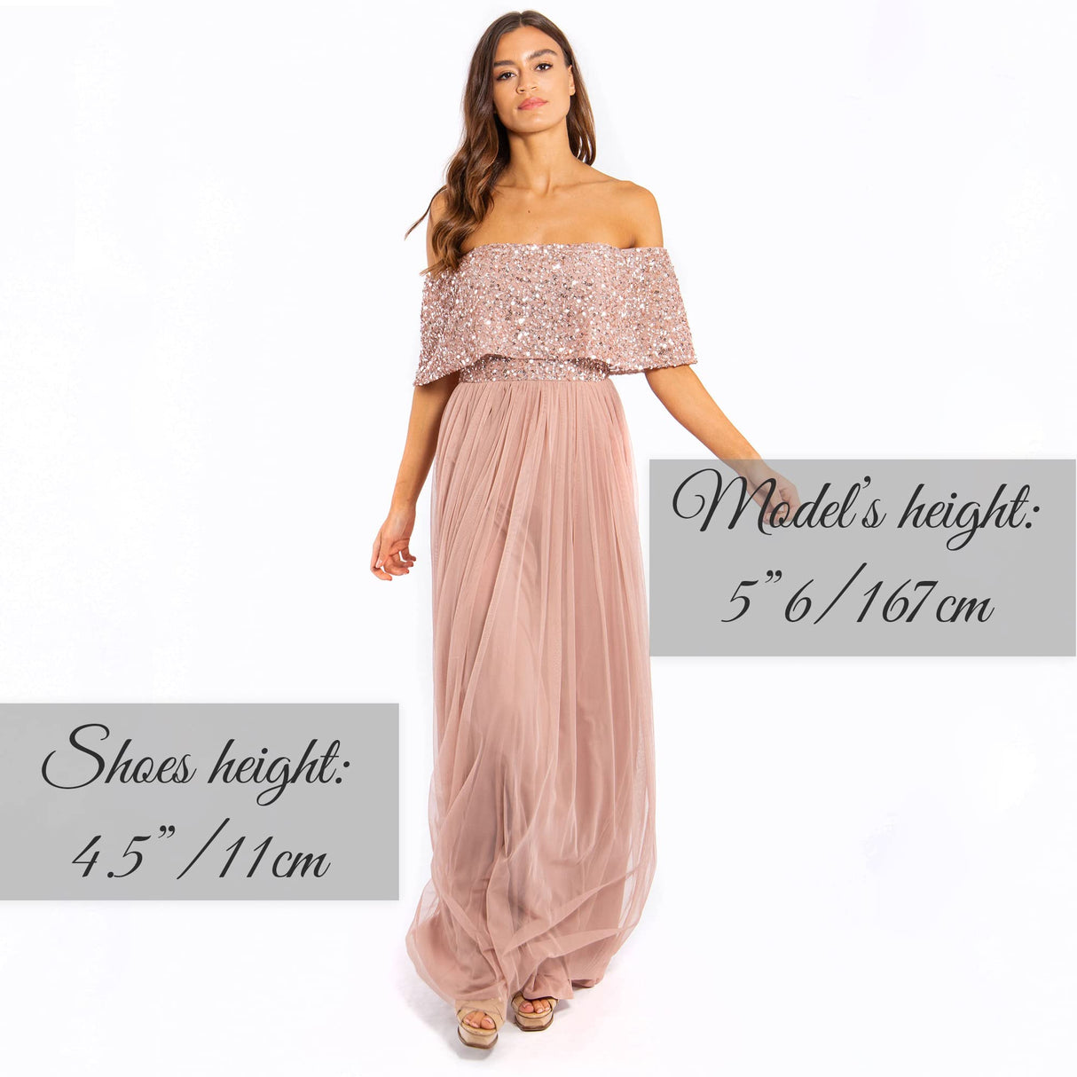 Maya Deluxe Women's Misty Green Bardot Embellished Maxi Dress Bridesmaid Vestido de Dama de Honor, Malva, 38 para Mujer