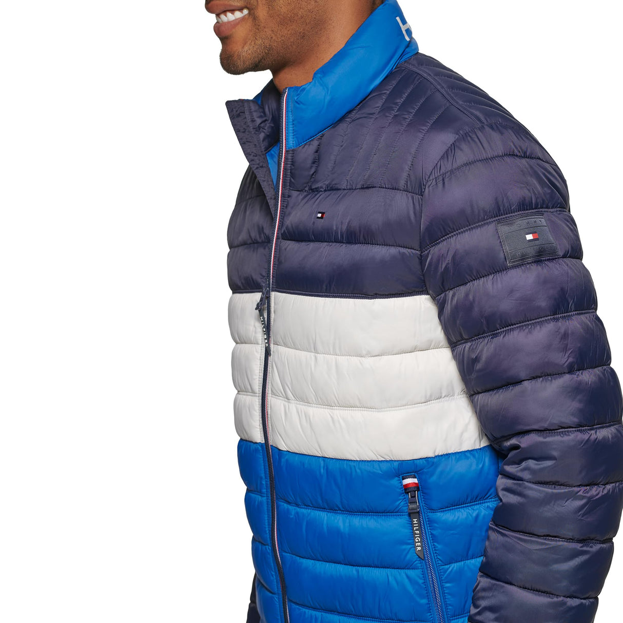 Tommy Hilfiger Ultra Loft - Chaqueta acolchada plegable para hombre, abrigo alternativo de plumón, Bloque de color azul rey, L