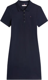 Tommy Hilfiger Vestido Tipo Polo Mujer 1985 Pique Slim Fit, Azul (Desert Sky), S
