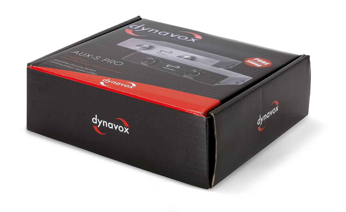Dynavox AUX-S Pro - Conmutador de extensión de Entrada con 5 entradas RCA para Dos amplificadores estéreo y Envolvente, Color Negro