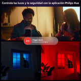Philips Hue Secure Cámara de Video Vigilancia Inteligente con Base, para Exteriores o Interiores, Versión con Cable, Full HD Video, Control de Seguridad e Iluminación en Una Sola App, Negro
