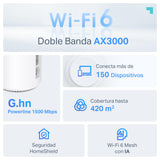 TP-Link Deco PX50 (2-Pack) - Sistema WiFi 6 AI Mesh+PLC, AX3000+G1500 Doble Banda 2.4 GHz/5 GHz, Cobertura hasta 400 m2,Conecta hasta 150 Dispositivos, 3X Puertos GigabIt por Unidad,MU-MIMO