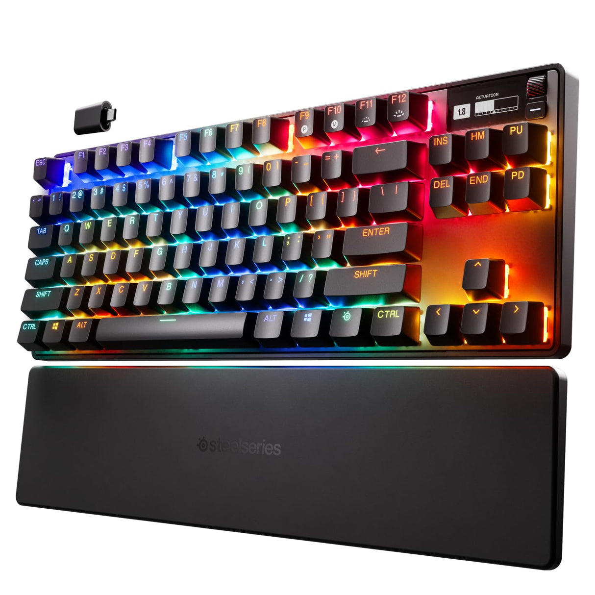 SteelSeries Apex Pro TKL Wireless - Teclado gaming HyperMagnetic inalámbrico – El más rápido del mundo – Accionamiento ajustable – Teclas PBT – Bluetooth – 2,4GHz – USB-C – Teclado americano (QWERTY)