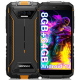 DOOGEE Movil Resistente Agua y Golpes S41T, Android 13, 8GB +64GB, 6300mAh Batería, Telefono Movil Libre 4G, Triple Cámara de 13MP, 5.5 Pulgadas Moviles Antigolpes, NFC/Face ID/GPS, Naranja