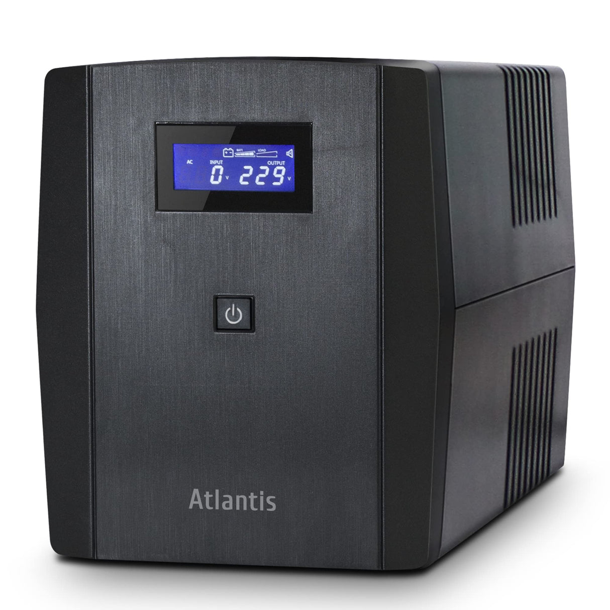 Atlantis OnePower 1200, UPS Line Interactive 1200VA/700W, AVR, Onda Pseudosinusoidal, 3 Tomas IEC+2 enchufes Schuko, 2 Pilas 12 V 7Ah