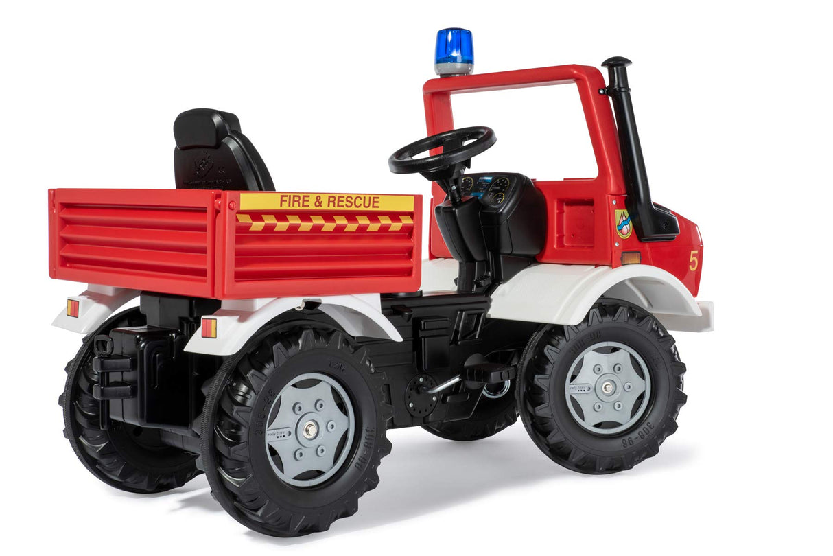 Rolly Toys 038220 RollyUnimog Feuerwehr Edition 2020 (Kinderunimog, Pedfahrzeug) - Incluye RollyFlashlight, Asiento Ajustable, neumáticos silenciosos