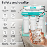 Ecosoft P'URE AquaCalcium - Filtro con Bomba Montado Sobre Estructura Metálica, Ósmosis Inversa Para el Hogar, Elimina el 99.8 % de los Contaminantes del Agua, Mineraliza el Agua Potable con Calcio