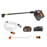 WORX Nitro Hidrolimpiadora a batería Hydroshot 20V MÁX | PowerShare | Limpieza de terrazas y Lavado de Coches | máx. 56 Bares | 220L/H | Incluye batería de 4,0Ah y Cargador | WG633E