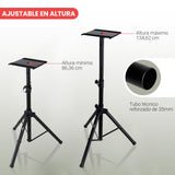 Pyle Soporte de Altavoz Monitor. Par de trípodes con Kit de Montaje. Ajustables en Altura de 86 a 134 cms. con Base de Metal Reforzado, Negro