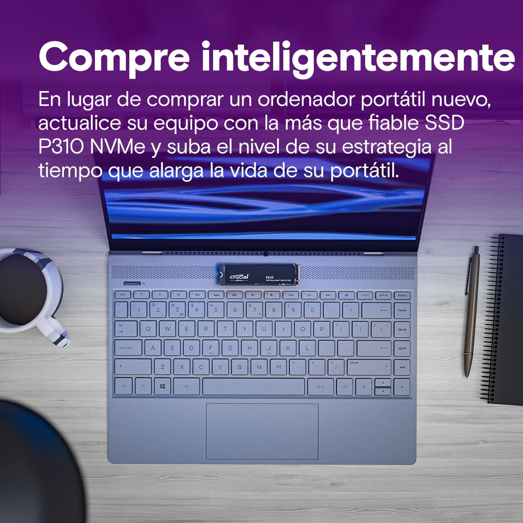 Crucial P310 SSD 2TB PCIe Gen4 NVMe M.2 2280 SSD Interno Gaming, Disco Duro SSD, hasta 7.100 MB/s, Compatible con Ordenador Portátil y de Sobremesa - CT2000P310SSD801 (Edición Acronis)