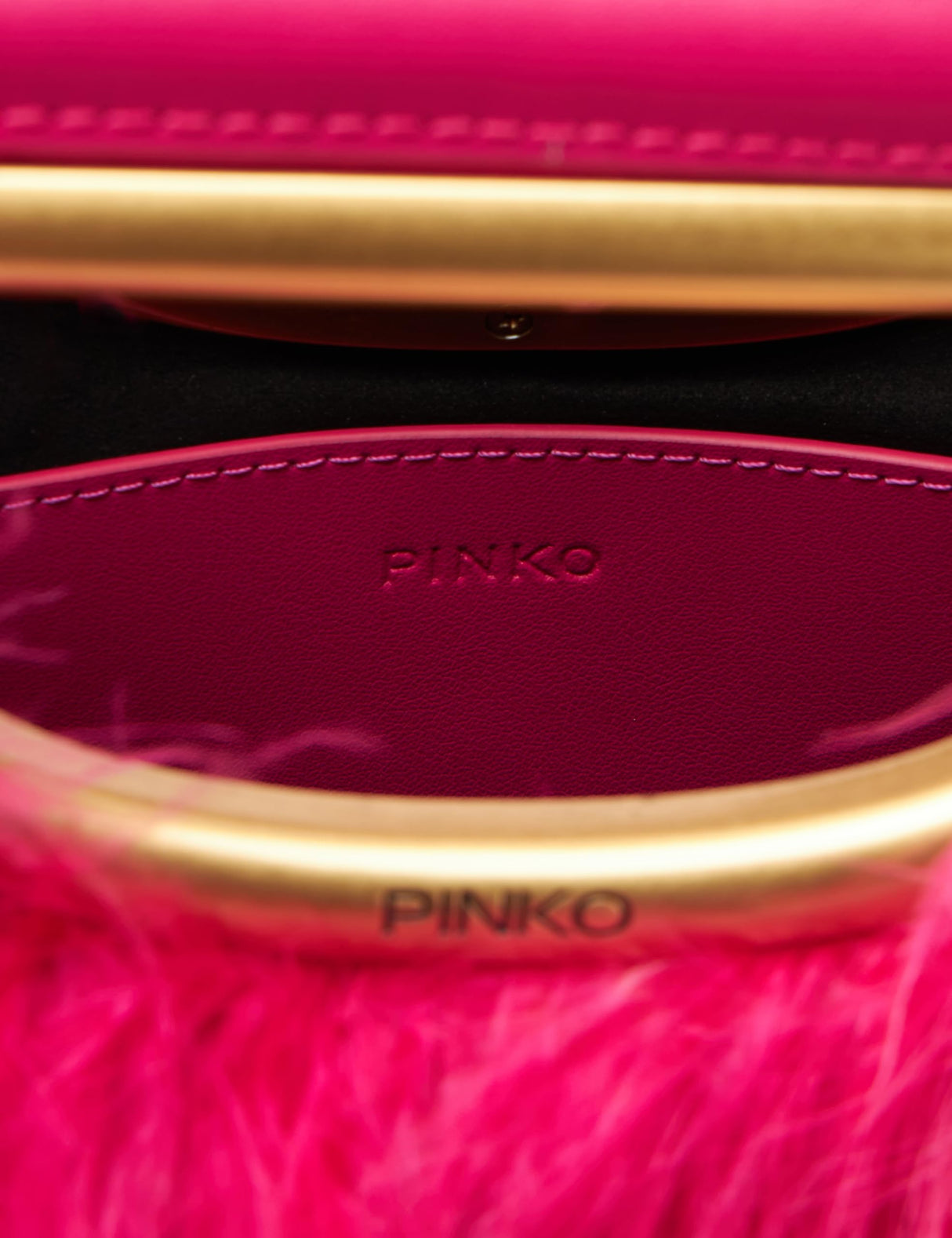 Pinko Square Mini Plumas, Bolsa Mujeres, N17q_Rosa-Dorado Antiguo