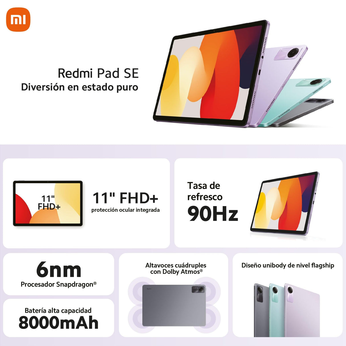 XIAOMI Redmi Pad SE - Tablet de 11" FHD+ (Snapdragon 680, 4GB de RAM, 128GB de ROM, WiFi + Bluetooth 5.0, Batería de 8000 mAh, Cargador no Incluido), Gris (Versión ES)