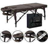 Master Massage Camilla de Masaje portátil Supreme de 71 cm, Plegable, Cama de Masaje, Banco de Masaje, Banco de cosméticos, portátil, Patas de Madera, Bolsa de Transporte, Color marrón