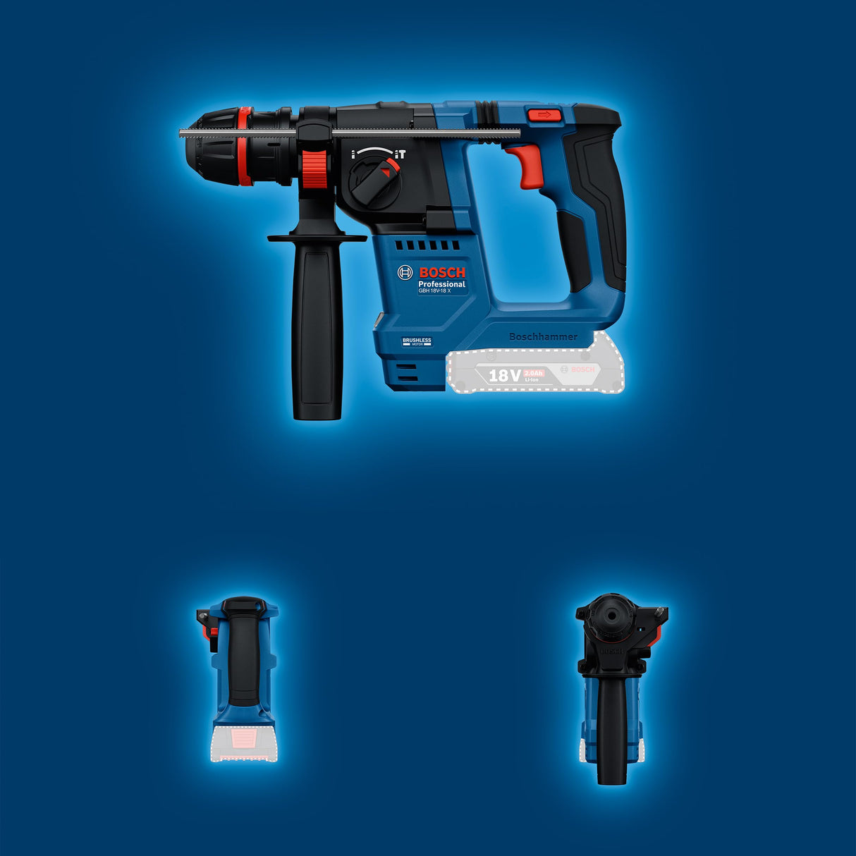 Bosch Professional 18V System martillo perforador a batería GBH 18V-18 X (ONECHUCK, incl. 2x 18V 2.0Ah, GAL 18V-40, GDE 24)
