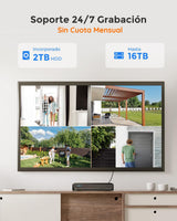 Reolink 5MP Kit Cámaras de Vigilancia PoE, con 4X 5MP Detección de Personas/Vehículos Cámaras IP PoE Exterior y 8CH 4K NVR con 2TB HDD, Grabación Continua, Vision Nocturna, RLK8-520D4-5MP