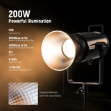 NEEWER 210W Luz Vídeo LED COB con Control 2,4G/App, Luz Continua Iluminación Continua Bicolor 2700K-6500K Grabación Fotografía Estudio con Montaje Bowens, 90000lux/1m, CRI/TLCI97+, GM ±50, CB200B Pro