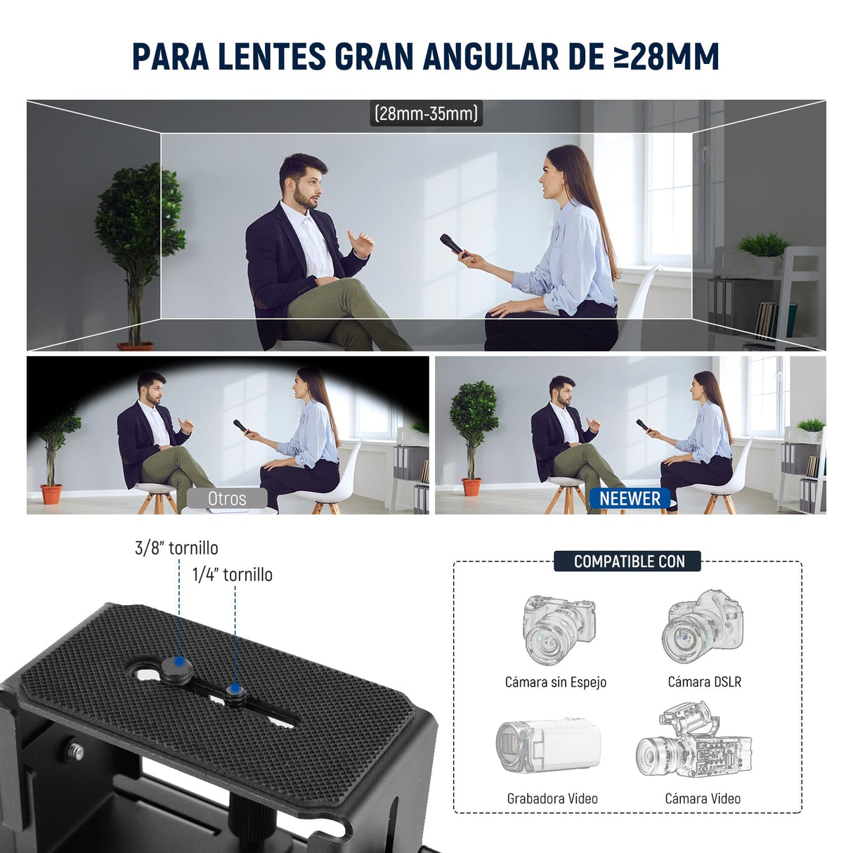 NEEWER Basic X16B Teleprompter Elevable Aleación Aluminio 16"" para iPad, Tableta Celular Cámara DSLR sin Ensamblaje, Remoto y APP Control, Compatible con iOS y Android, para Enseñar y Live Streaming