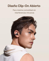 Baseus MC1 Auriculares Abiertos, Auriculares Bluetooth con Clip & 40H de Autonomía, Calidad de Sonido HiFi Bass Ai, Cómodos & Ligeros (5,2 g), Clip con Protección IP57 contra el Polvo & el Agua