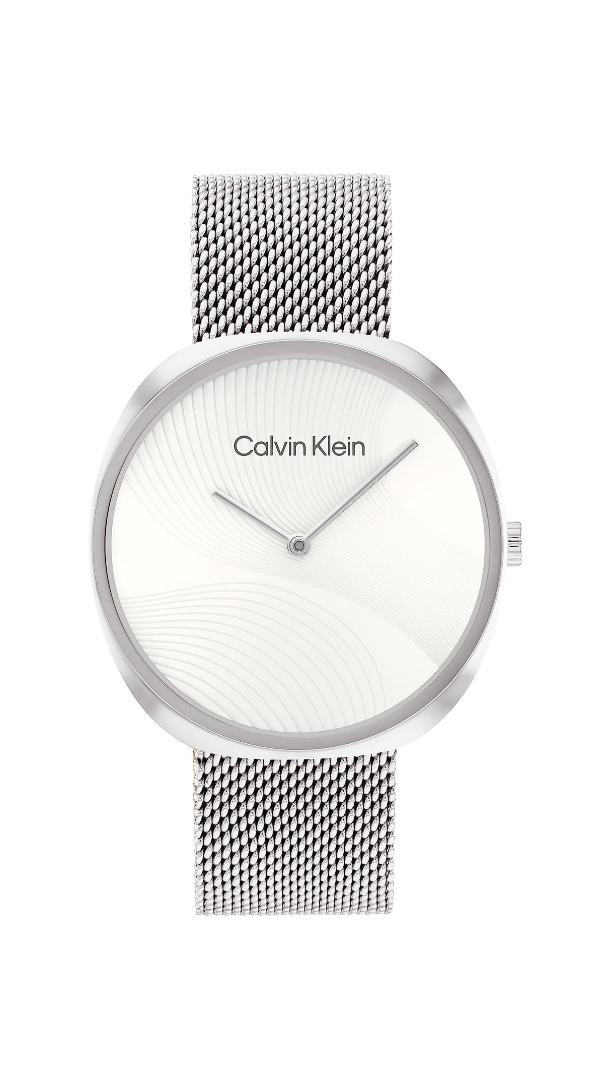 Calvin Klein Reloj Analógico de Cuarzo para Mujer Colección Sculpt con Correa de Malla de Acero Inoxidable Plateada - 25200245