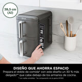 Ninja Double Stack XL Freidora de aire, 9,5 l, Doble cesta vertical, 4 niveles de cocción, 2 cestas y 2 rejillas, diseño para ahorrar más espacio, 6 funciones de cocción, 8 porciones, en gris, SL400EU