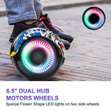 SISIGAD Hoverboard Scooter auto equilibrante de 6.5 pulgadas con dos ruedas autoequilibrante con altavoz Bluetooth y luces LED Scooter eléctrico para adultos y niños regalo UL 2272 certificado