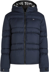 Tommy Jeans Cazadora Acolchada Mujer Quilt Rouch Tape Jacket con Capucha, Azul (Dark Night Navy), XS