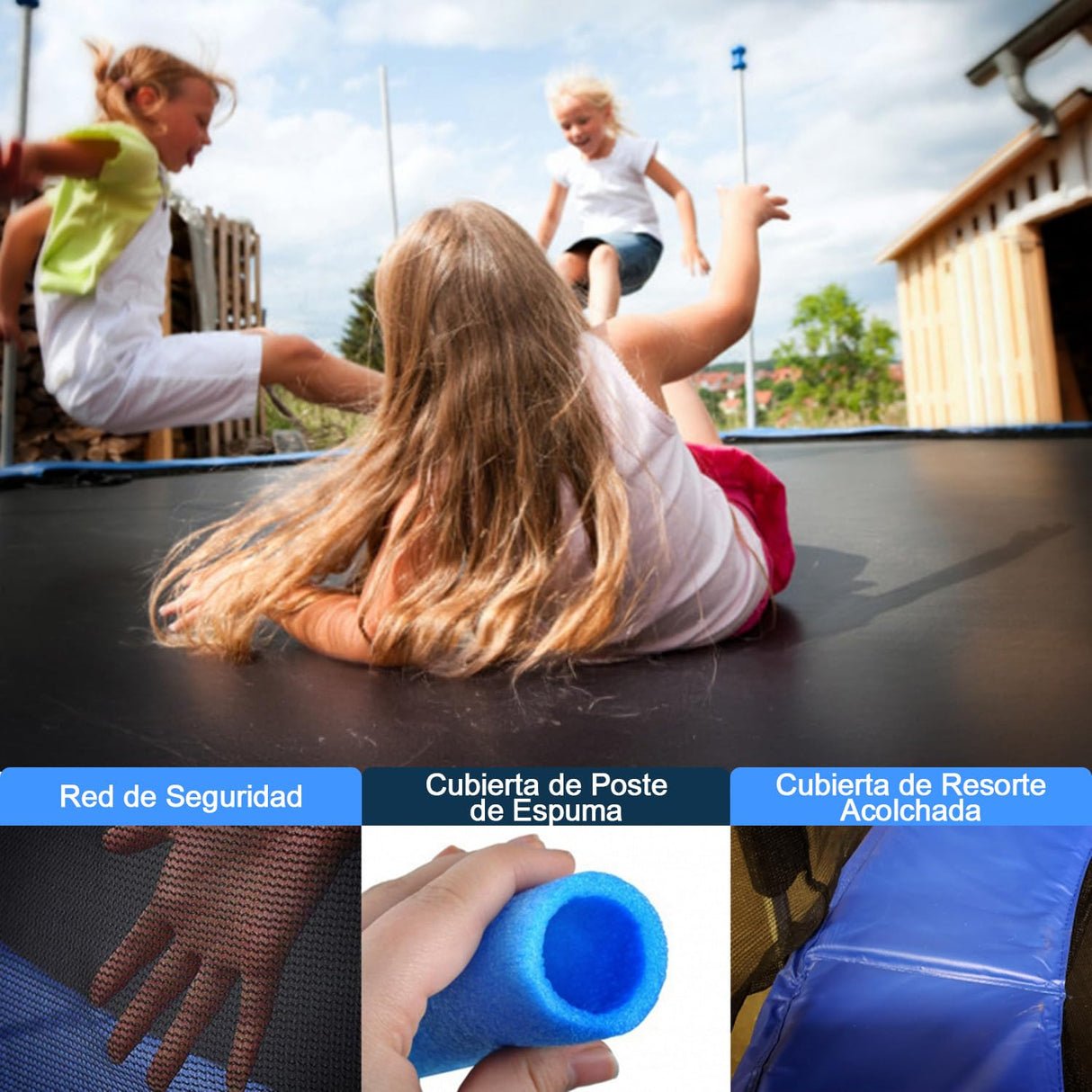 SereneLife trampolin Exterior, Cama Elastica, con Red de Seguridad, Estable, Revestimiento antioxidante
