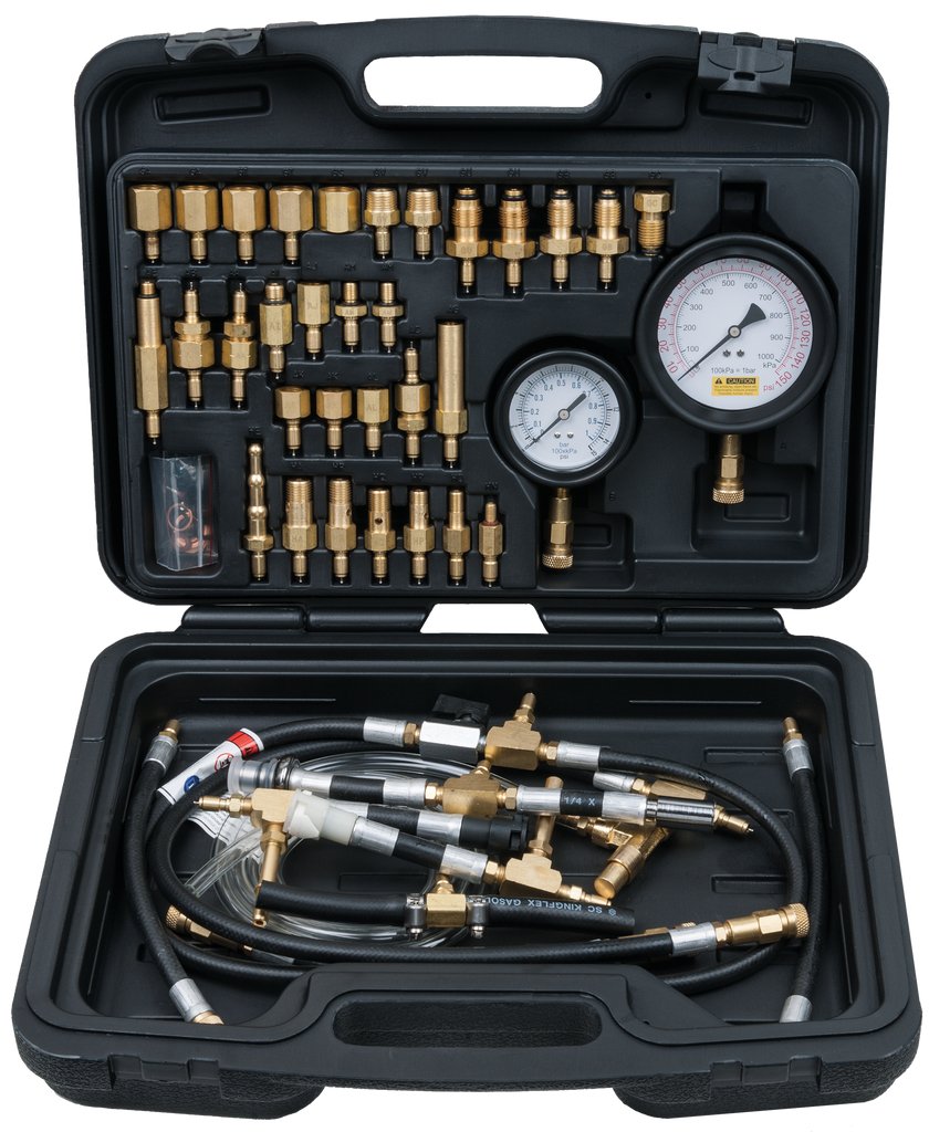 KS Tools 150.2325 Juego de aparato maestro de control de presión de sistemas de inyección de combustible para motores de gasolina, 42 pzs