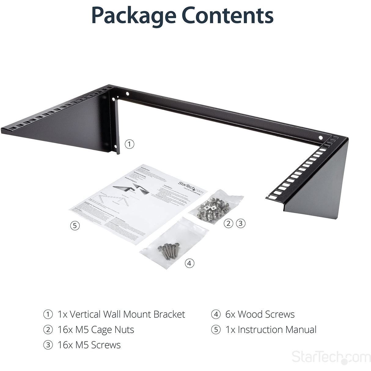 StarTech.com Rack de Pared Soporte Panel de Conexiones 6U - Rack de Pared 6U 19 pulgadas - Acero - Soporte Rack de Servidores, Montaje en Pared Vertical - para Equipos de Red y Datos (RK619WALLV)