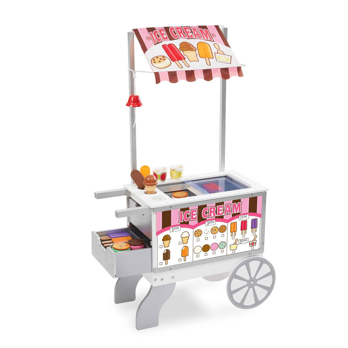 Melissa & Doug Carro de bocadillos y Dulces de Madera, Comida de Madera, Juego de imitación, Gran Set de Juego con Accesorios de Calidad óptima, Tienda o Restaurante para Jugar, Regalo para niños 3+
