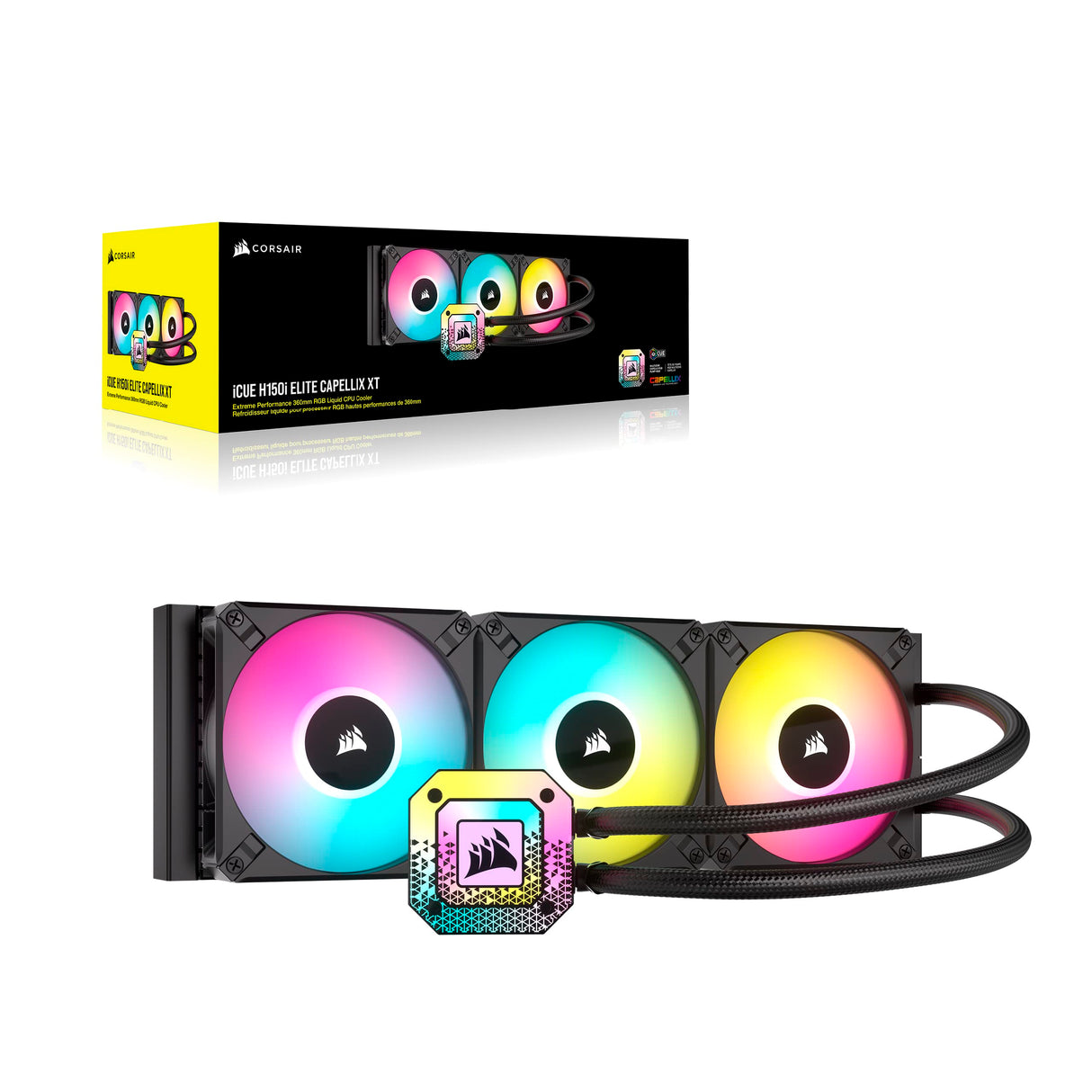 Corsair iCUE H150i Elite CAPELLIX XT Refrigerador Líquido de CPU - Tres Ventiladores AF120 RGB Elite - Radiador de 360 mm - Intel® LGA 1700, 1200, 115X, 2066, AMD® AM5, AM4 - Negro