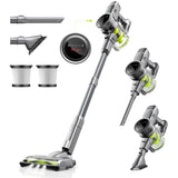 kalado Aspiradora Sin Cable, 26KPa Aspirador Escoba Inalámbrica con Pantalla LED, Batería Extraíble, 40 Minutos de Duración, Aspiradoras para Mascotas con Cepillo LED