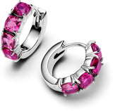 Pandora Timeless 293851C02 - Pendientes de aro de plata de ley con cristales artificiales rosados