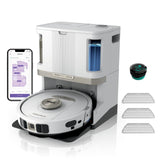 Shark PowerDetect Robot Aspirador y mopa 2 en 1, Base NeverTouch Pro con Limpieza, Carga y Vaciado automáticos, 60 días, navegación 3D y LiDAR, NeverStuck, WiFi/App, Blanco, AV2800ZEEUWH